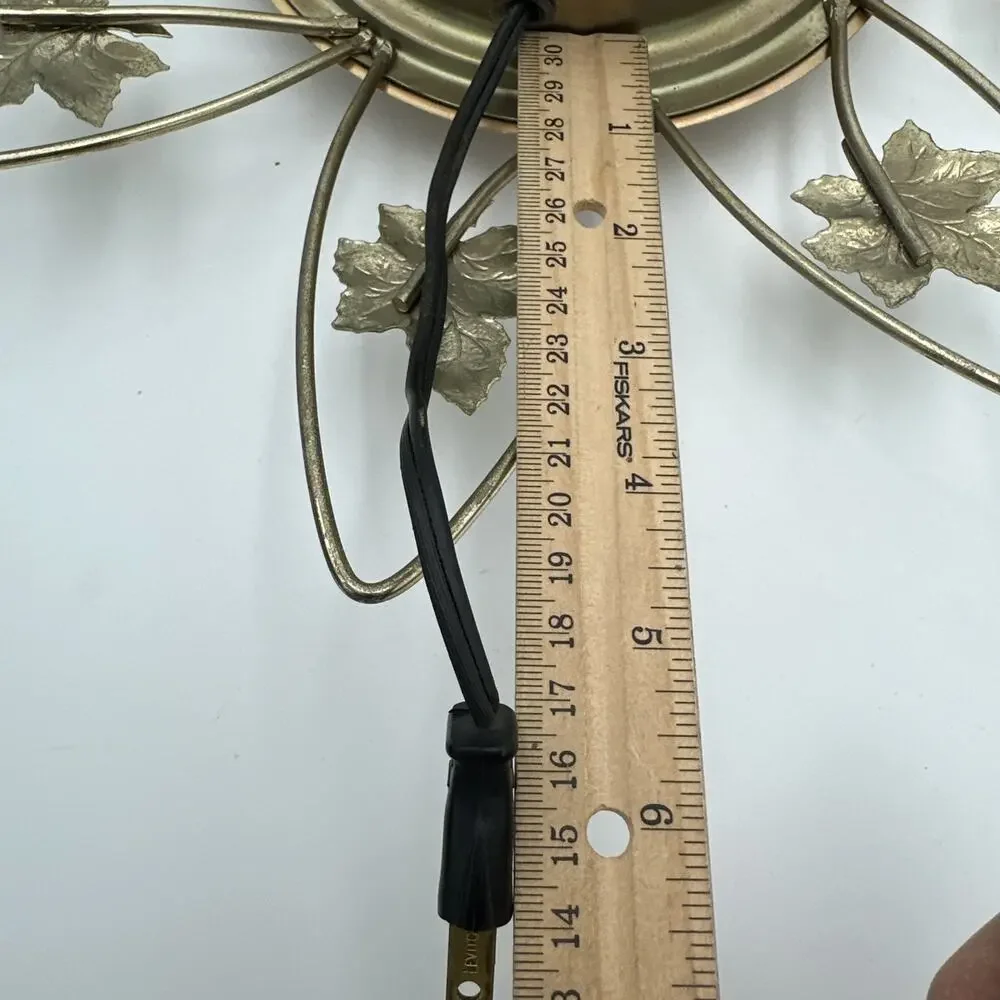 Vintage Gold MCM United Starburst Ivy Leaves Electric Wall Clock